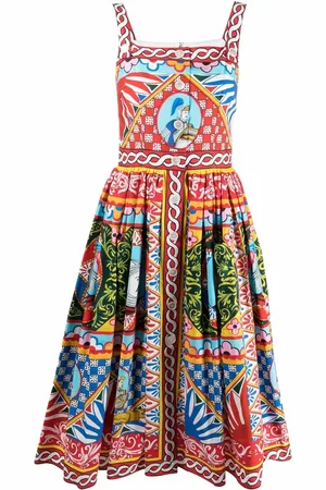 Dolce & Gabbana Carretto-print flared midi dress