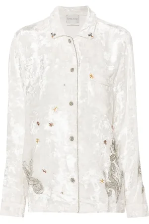 FORTE FORTE Crushed-velvet embroidered shirt