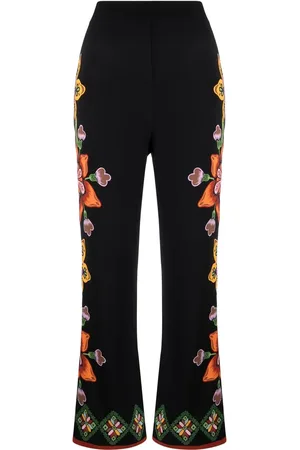 La DoubleJ Stretch floral-print straight trousers