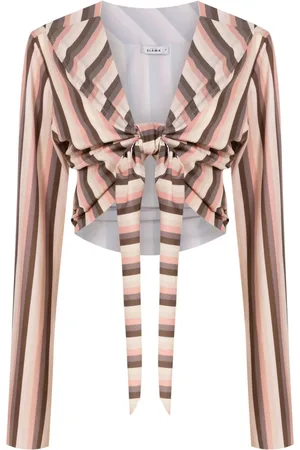 AMIR SLAMA Striped long-sleeve crop top