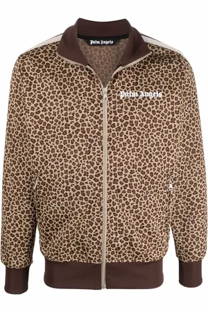 Palm Angels Leopard jacquard zipped jacket