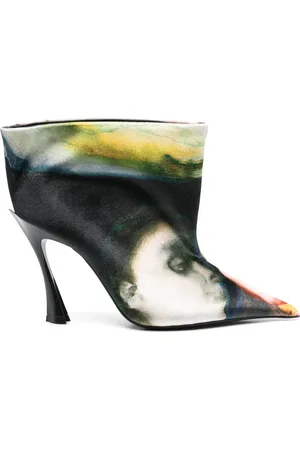 MUGLER X Ambera Wellmann 95mm printed velvet boots