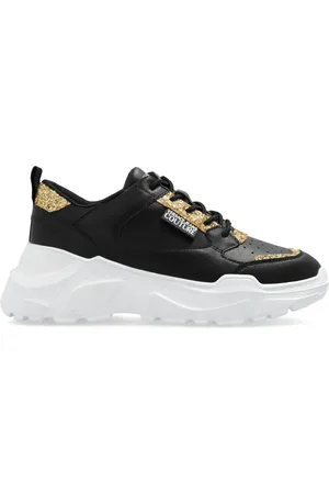 VERSACE Logo-patch glitter-detailing sneakers