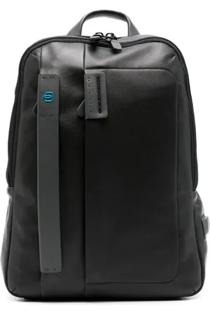 Piquadro Logo-plaque leather laptop backpack