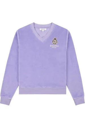 Sporty & Rich Crown logo-patch velvet T-shirt