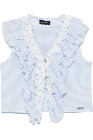 MONNALISA Ruffle-trim striped blouse