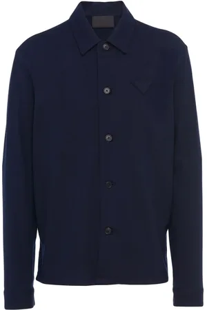 Prada Triangle-logo wool-blend shirt