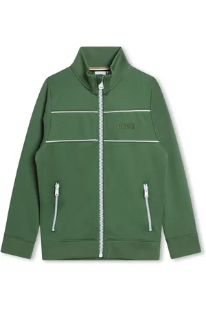 HUGO BOSS Logo-embroidered zipped jacket