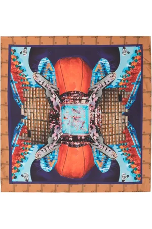 HENRIK VIBSKOV Boxing Navy Collage silk scarf
