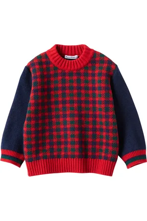 Familiar Check-pattern wool-blend jumper