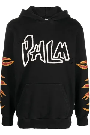 Palm Angels Flame-print cotton hoodie