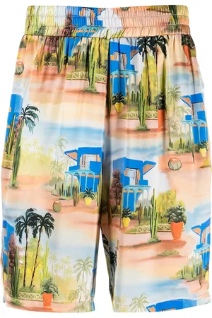 Les Benjamins Tropical-print silk shorts