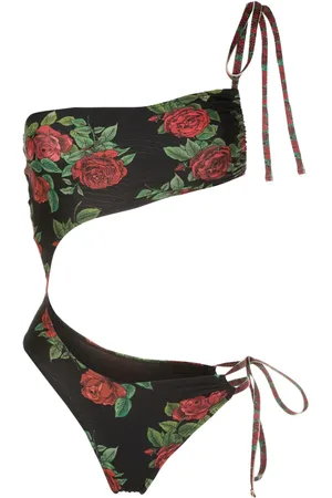 AMIR SLAMA Rose-pattern cut-out swimsuit