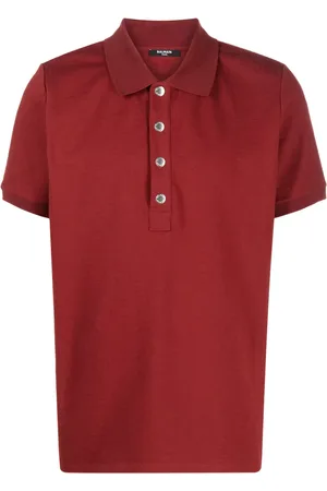 Balmain Monogram-pattern piqu?? polo shirt