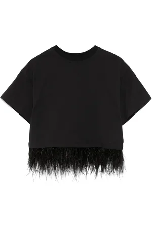 Le pandorine Feather-trim T-shirt