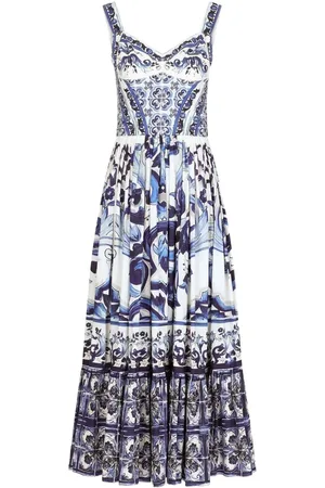 Dolce & Gabbana Majolica-print bustier maxi dress
