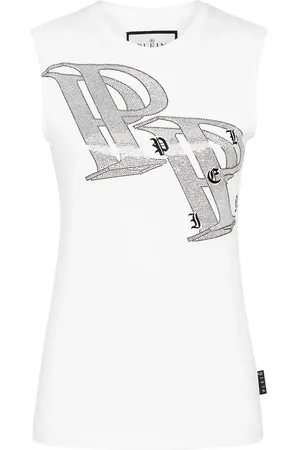 Philipp Plein Crystal-embellished logo-print tank top