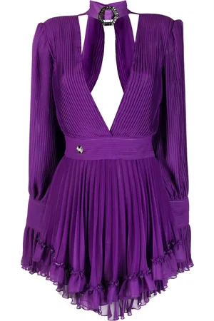 Philipp Plein Plunging V-neck pleated dress