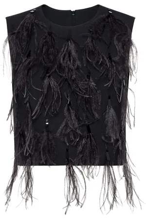 Brunello Cucinelli Feather-detailing sleeveless top