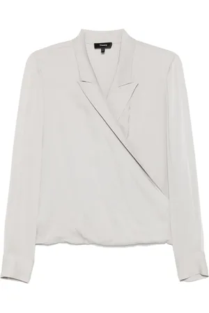 THEORY Peak lapel wrap blouse