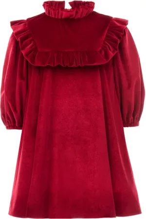 Tulleen Ruffled velvet midi dress