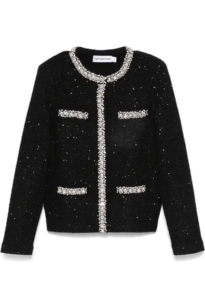 Self-Portrait Sequin-knit jacket