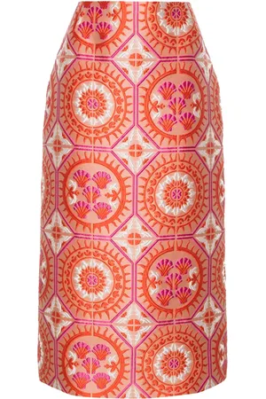 La DoubleJ Patterned-jacquard midi pencil skirt