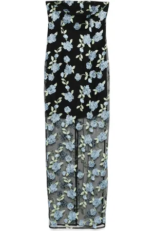 ROTATE Flower mesh maxi dress