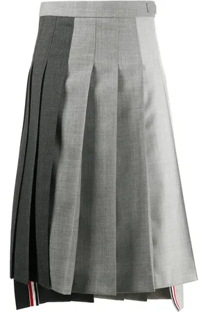Thom Browne Fun-Mix pleated wool skirt