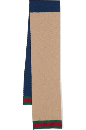 Gucci Web-stripe knitted wool scarf