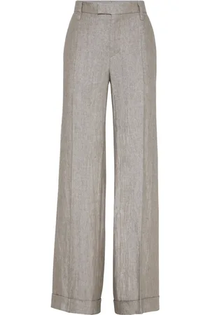 Brunello Cucinelli Pressed-crease wide-leg trousers