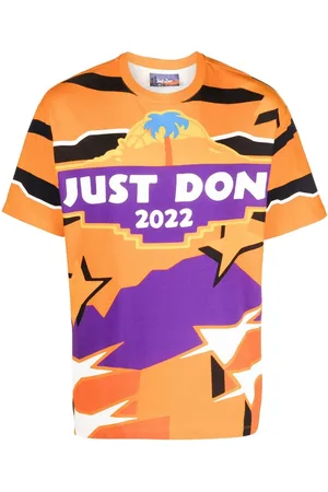 JUST DON Mix-print cotton T-shirt