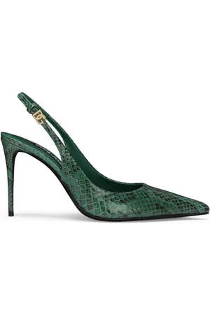 Dolce & Gabbana 90mm Lollo snakeskin-effect slingback pumps