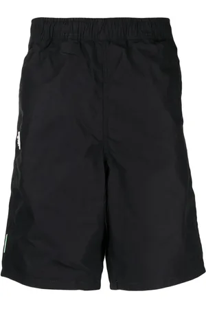 A Bathing Ape Logo-embroidered cotton track shorts