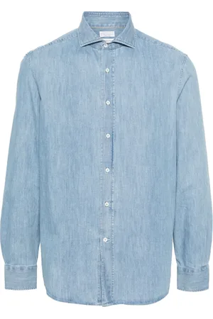 Brunello Cucinelli Spread-collar denim shirt