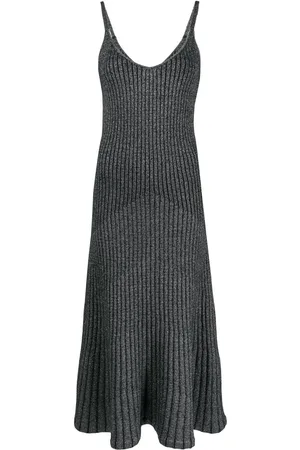 N.PEAL Lurex-knit detail midi dress