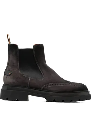 santoni Brogue-detail suede boots