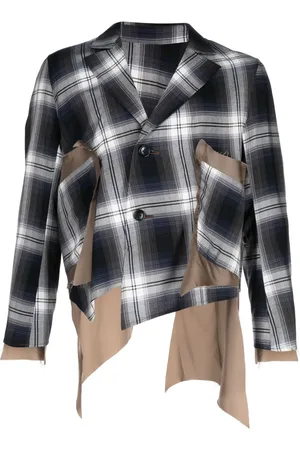 Sulvam Asymmetric plaid-check blazer