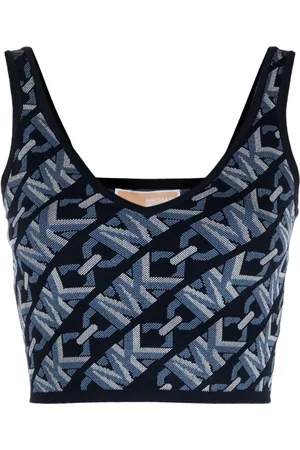 Michael Kors Monogram-jacquard cropped tank top