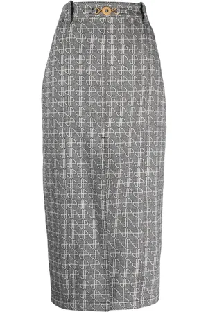 Patou JP monogram slit midi skirt