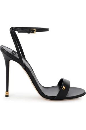 Elisabetta Franchi 100mm logo-plaque leather sandals