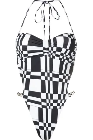 AMIR SLAMA Geometric-print open-back swimsuit