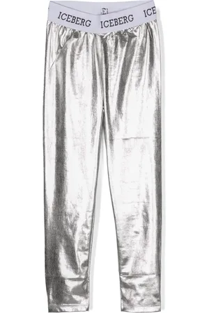 Iceberg Logo-waistband laminated leggings