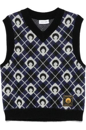 Marine Serre Moon Argyle knit vest