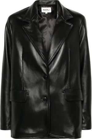 Seen Users Notch-lapels leather blazer
