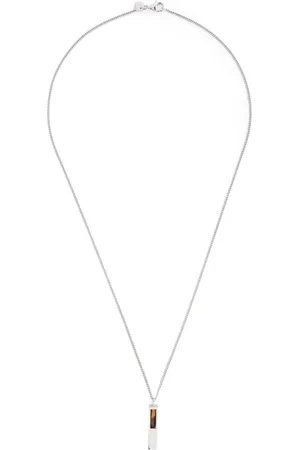 TOM WOOD Cube-pendant tiger eye necklace