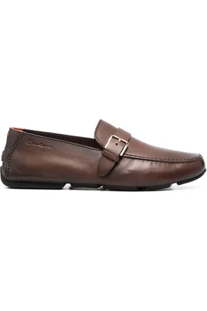 santoni Buckled leather monk shoes