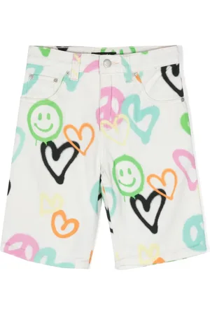Molo Art graffiti-print denim shorts