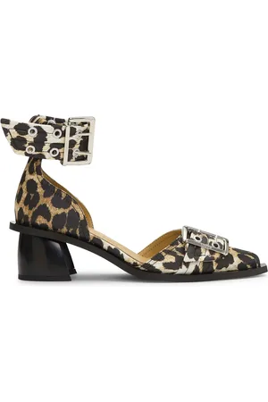 Ganni Leopard-print buckled pumps