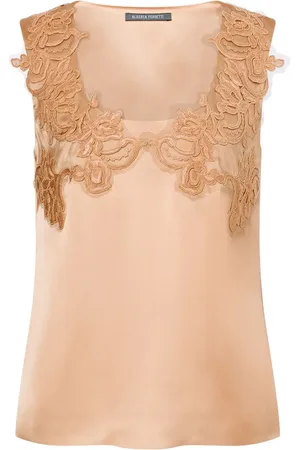 Alberta Ferretti Floral-embroidery satin top